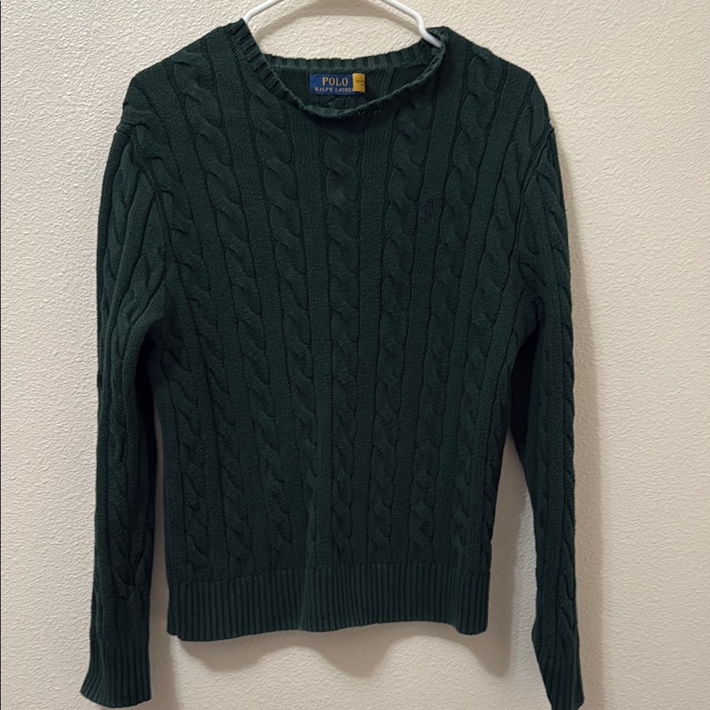 Polo by Ralph Lauren Green Crewneck Cable Knit Sweater